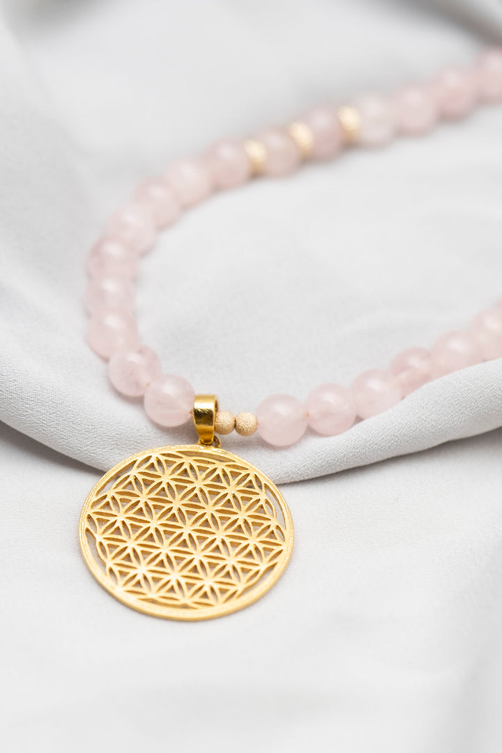 Flower Of Life Bracelet S – Rose quartz